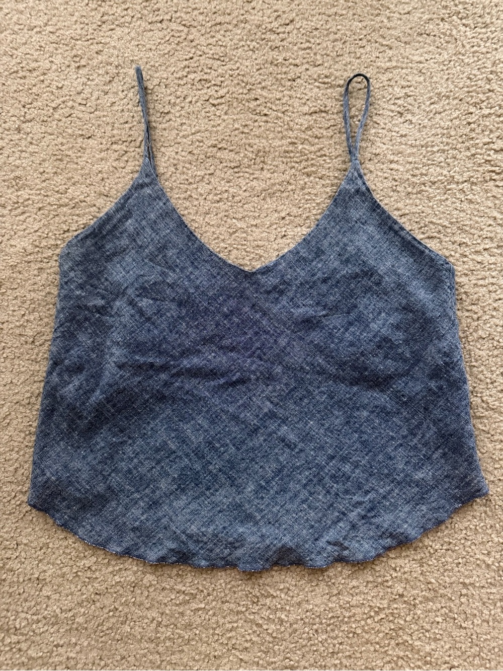 OZMA Hemp Cotton Structured Tank Top Navy Blue Size Medium